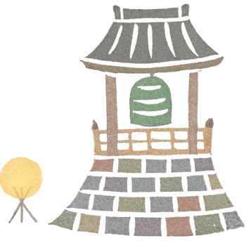 お寺のイラストの消しゴムはんこ